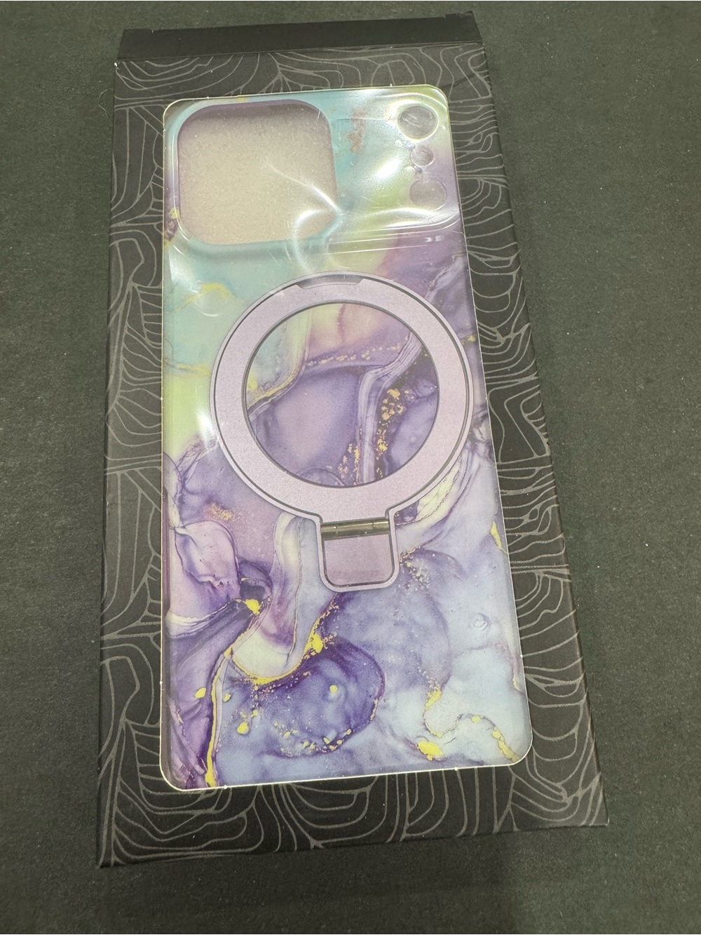 Purple Marble Ring Grip Phone Case - Unbranded